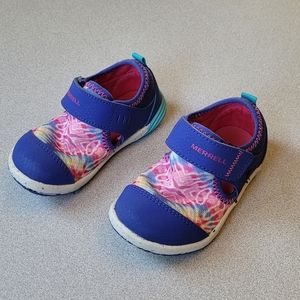 NIB Merrell Toddler Girls Bare Steps H2O Purple Pink TieDye Water Shoe Size 5.5M